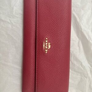 Coach Burgundy Leather Wristlet